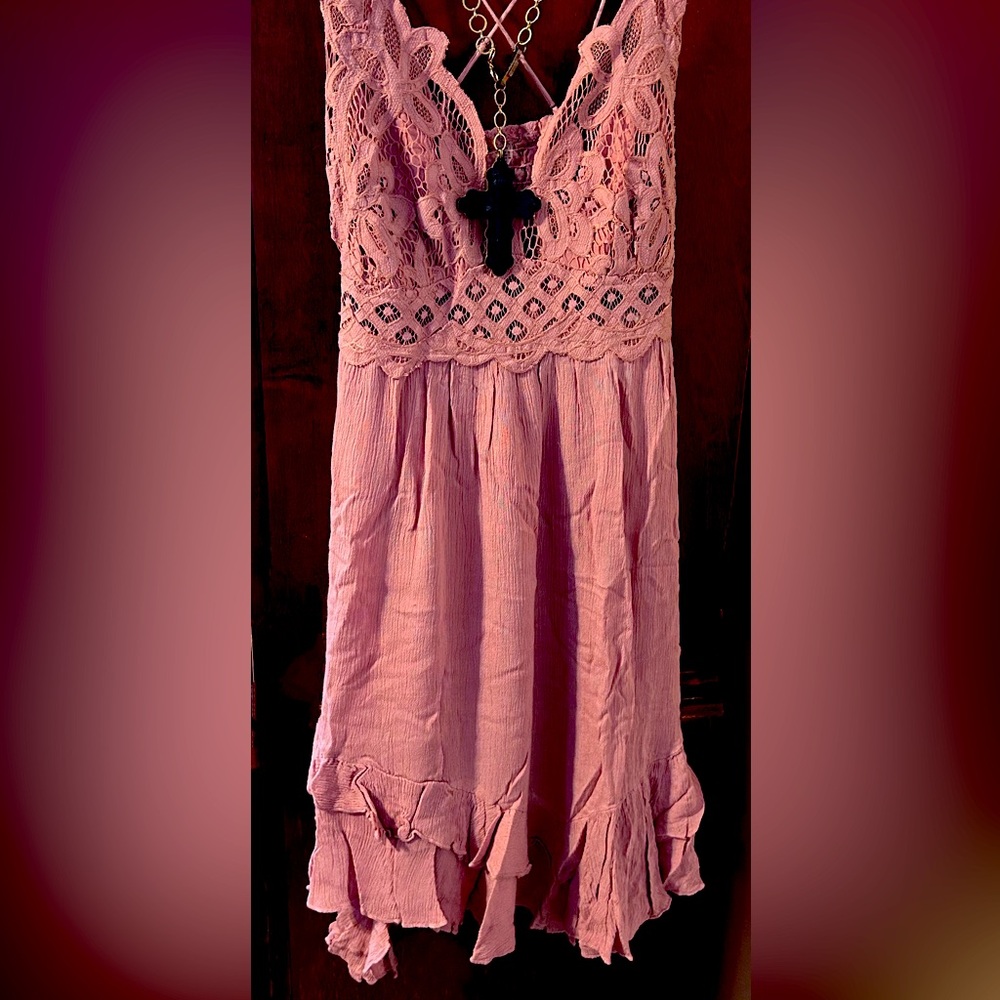 BNWT Free People rose/ blush Lacey Boho dress - Picture 4 of 4